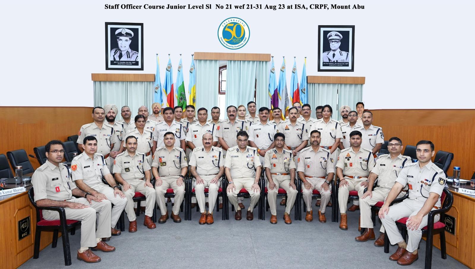   स्टाफ ऑफिसर जूनियर लेवल कोर्स क्रम संख्या 21, 21 अगस्त 23 - 31 अगस्त 23 से प्रभावी